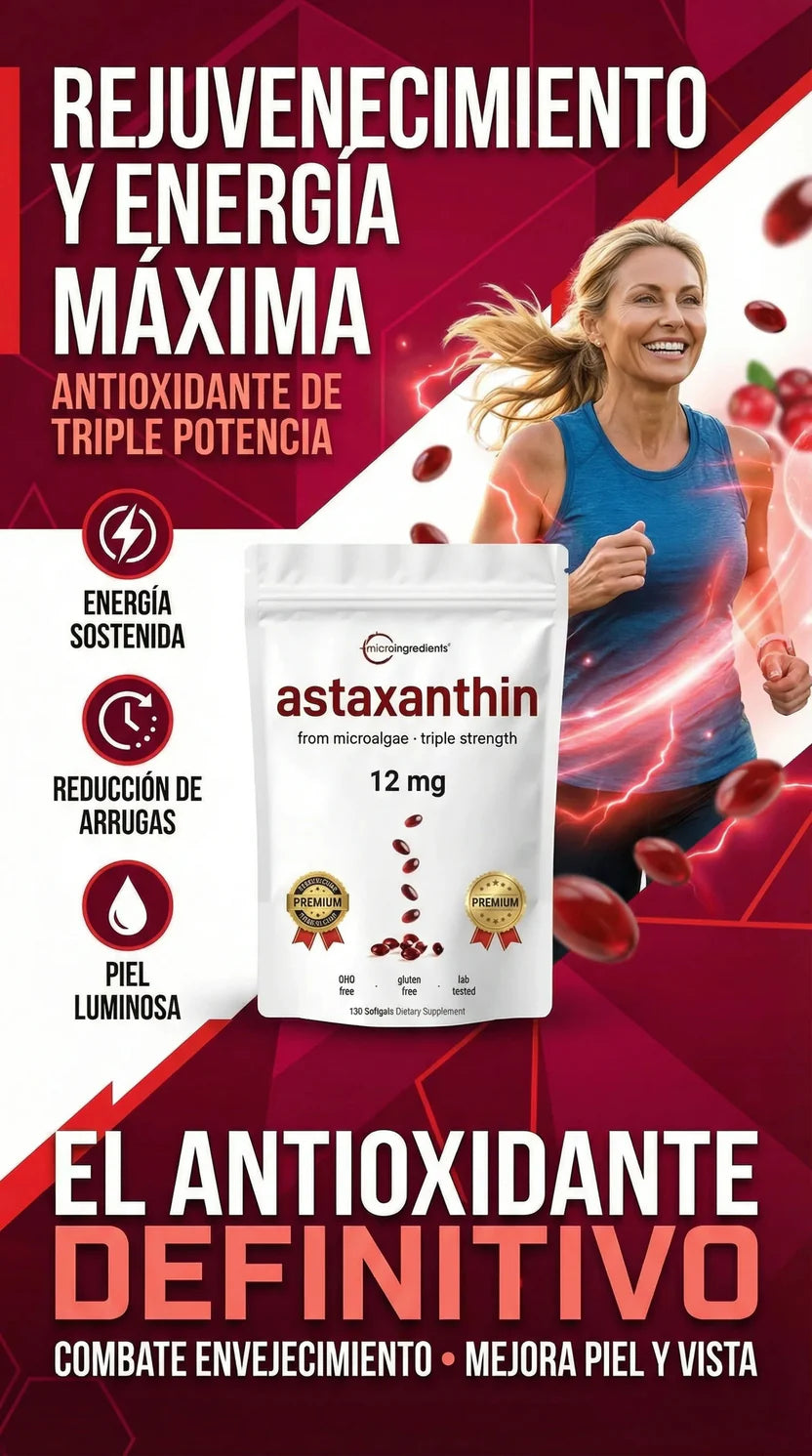🔥 El antioxidante natural hasta 10 veces más potente que otros carotenoides 💊ASTAXANTINA💊