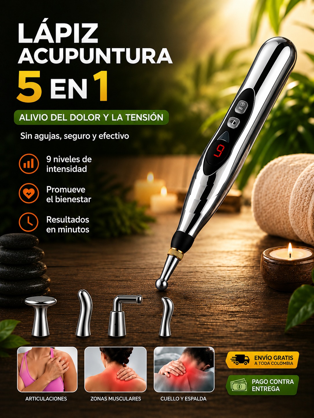 🚨 Alivio Instantáneo Sin Agujas - Lapiz Acupuntura - 5 en 1 ⚡️