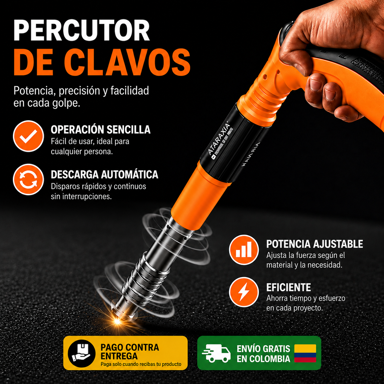 Pistola Remachadora de Clavos + Gafas Protectoras + Limpiador + Lubricante🎁